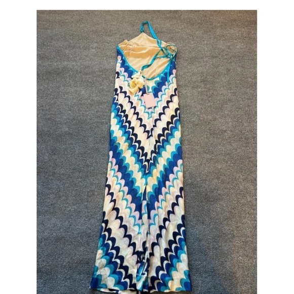 Blue and White Chevron Maxi Dress - mordernwear.com Blue and White Chevron Maxi Dress - mordernwear.com